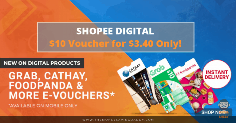 Shopee Digital: Grab/Food Panda and other Vouchers – $10 Voucher just pay $3.40 !! - 1